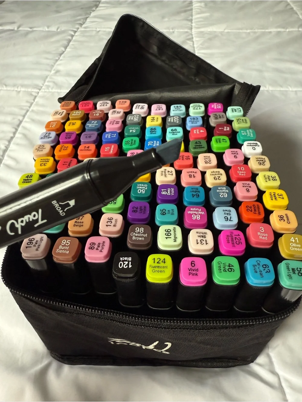 Dual-Tip Marker Storage Case with Assorted Colored Markers - Black